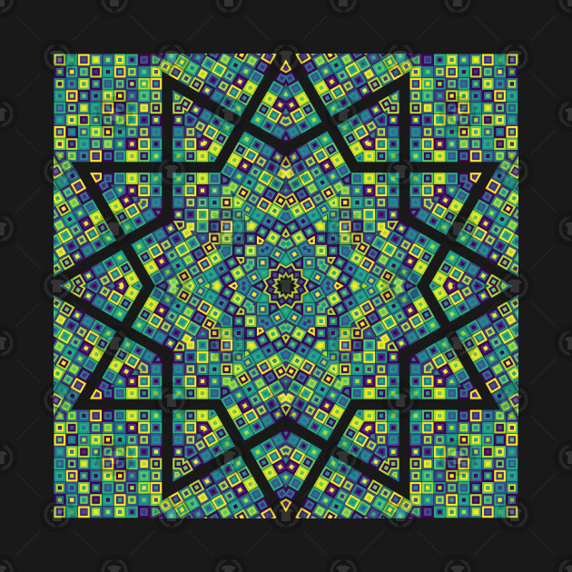 kaleidoscope, viridis palette, R programming, squares, mosaic, tile, star, hexagon, polygon, data art, code art, math art, generative art, algorithmic art, stained glass, polygon, data science
