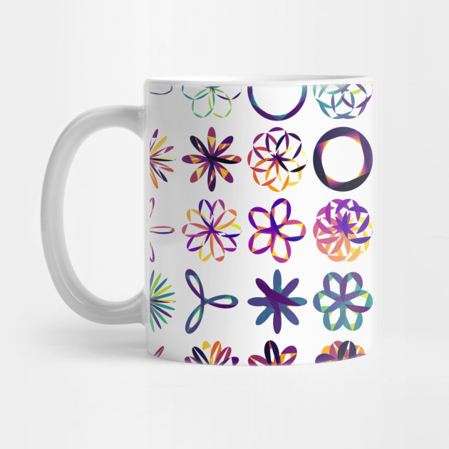 Rose, Rhodonea, Curves, aRtVerse, MindFrameShift, geometry, mathematics, polygon plots, data art, code art, algorithmic art, generative art, math art, data science, R programming, mug