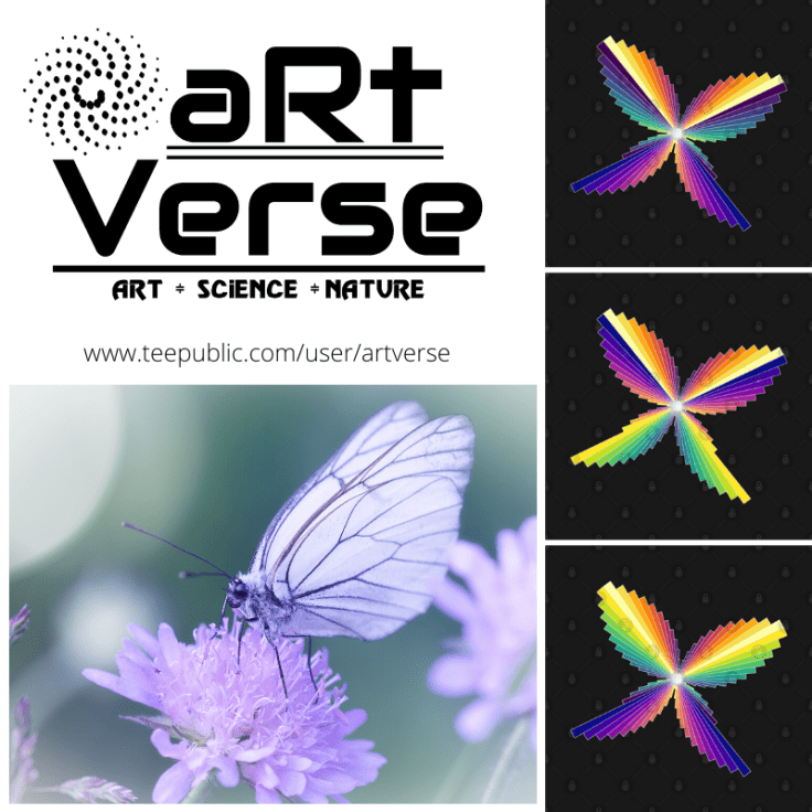 butterfly, butterflies, bar charts, bar chart, insect, animal, nature, rainbow, data art, code art, math art, generative art, algorithmic art, data analytics, data science, art, artverse, teepublic, tanzelle oberholster