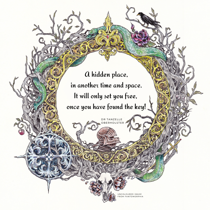 drabble, poem, artverse, tanzelle oberholster, fantomorphia, Kerby Rosanes, coloring book