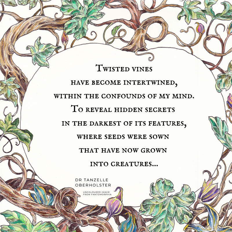 drabble, poem, dreams, nightmares, dark secrets, suppression, shadow self, pumpkin, vines, flowers, leaves, artverse, tanzelle oberholster