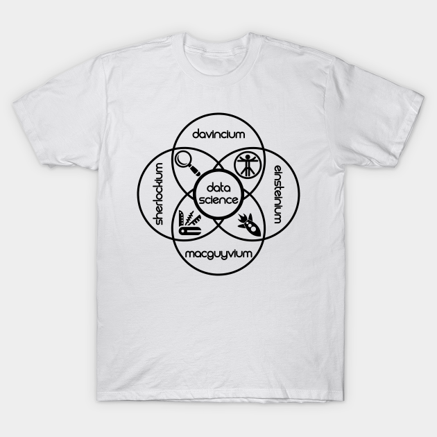 Data Science Periodic Venn Diagram of Elements | Vintage Retro Hipster Logo Black T-Shirt